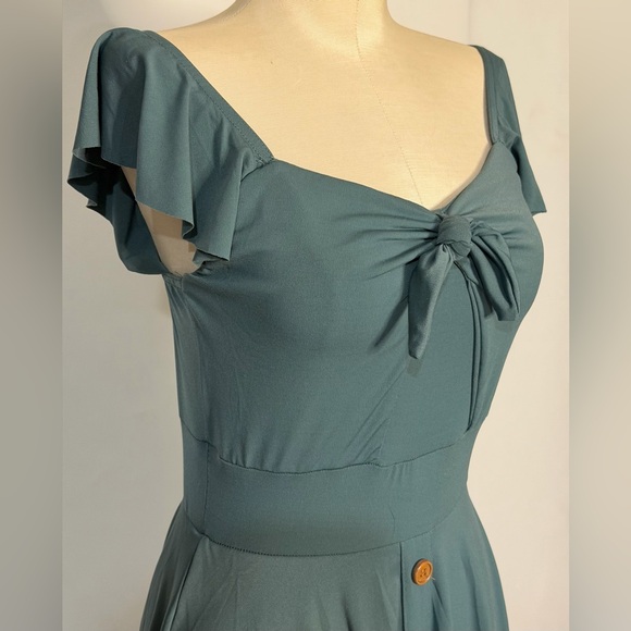 Weissman Contemporary Dance Costume Dress Teal w Buttons - Picture 3 of 11